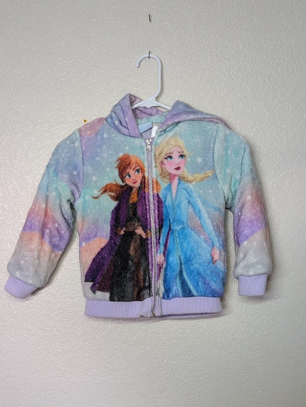 Disney Frozen pastel purple blue zip-up hooded sweater